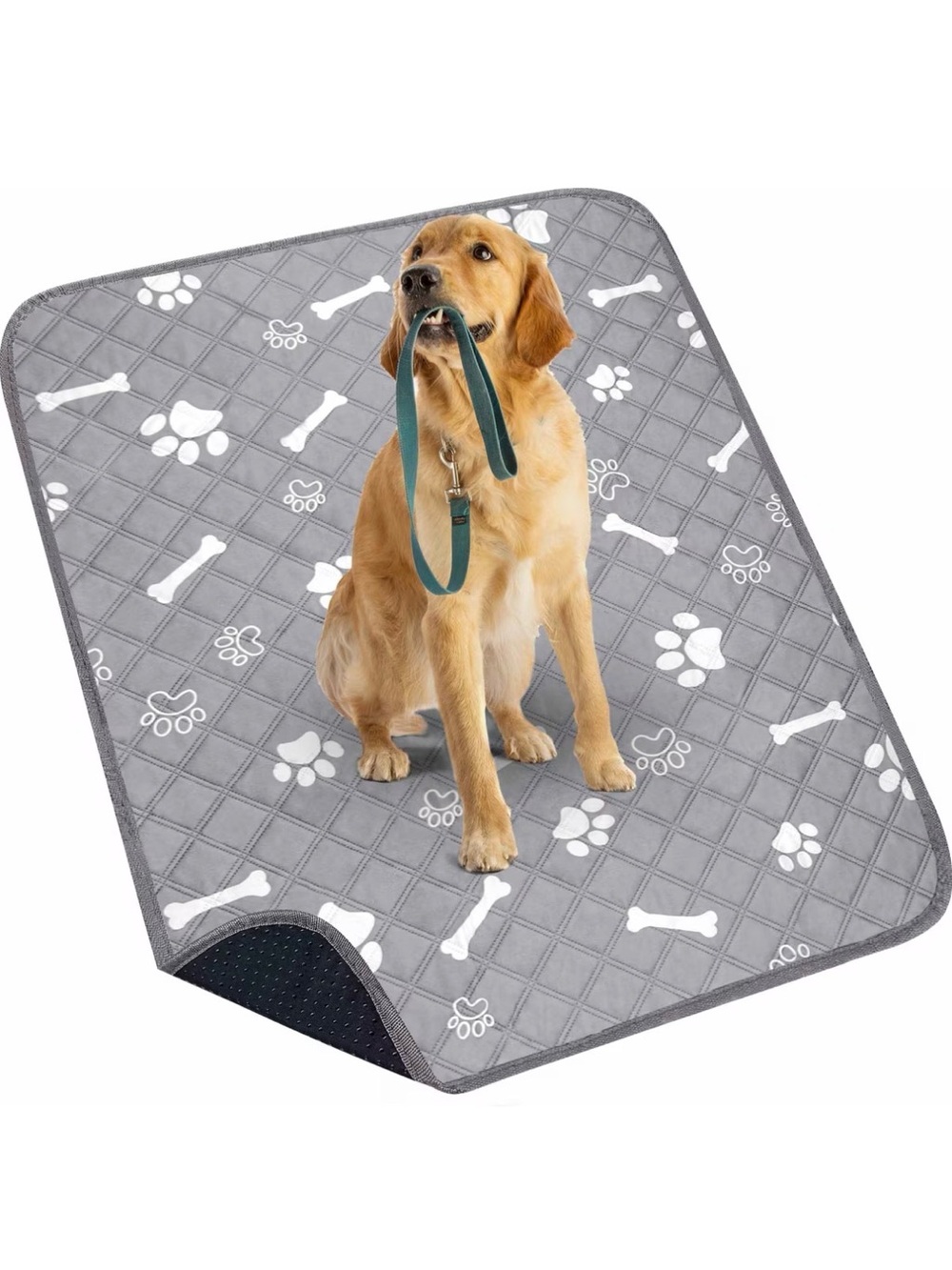 Gray Paw-Print Waterproof Dog Training & Absorbent Mat by